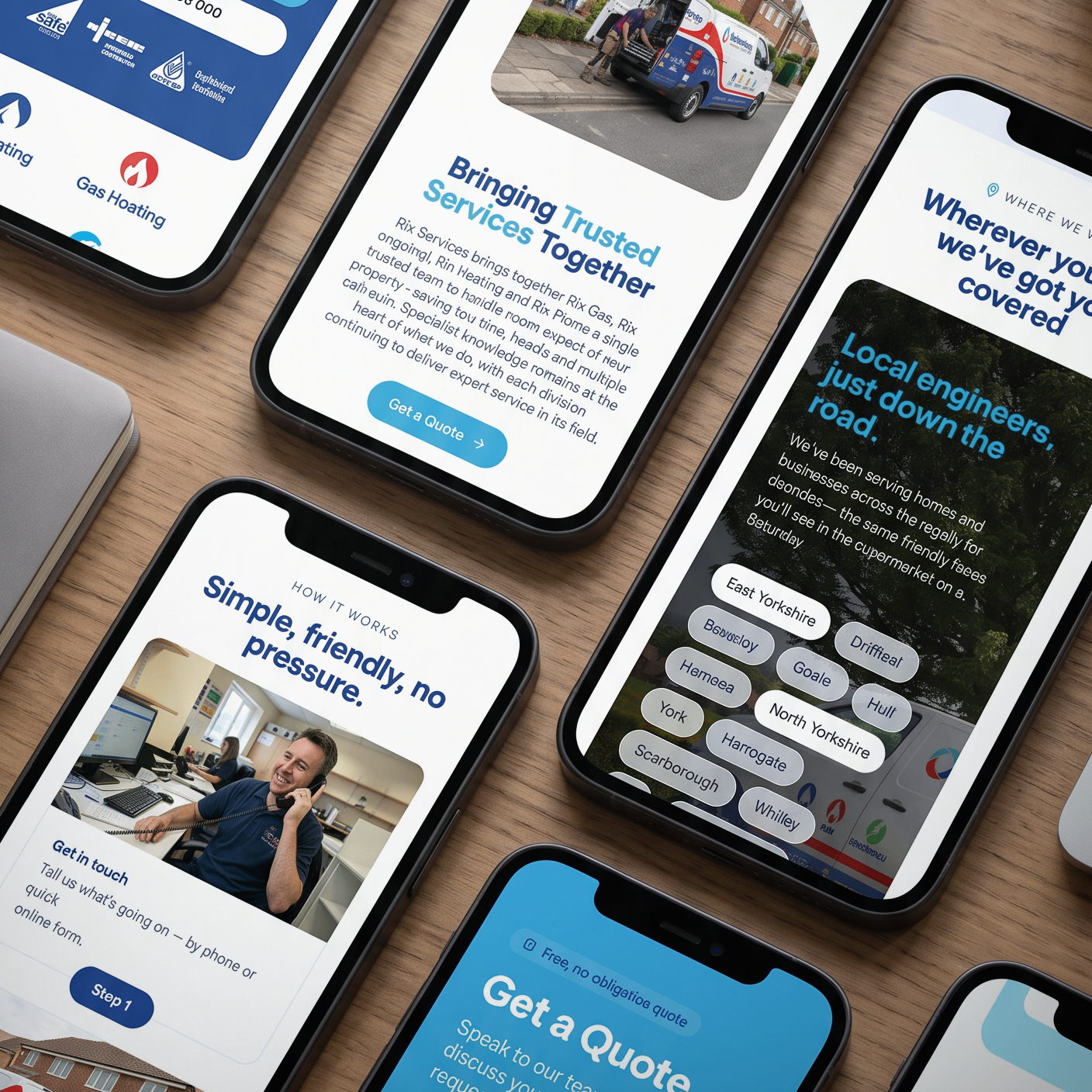 Rix Services mobile website mockups
